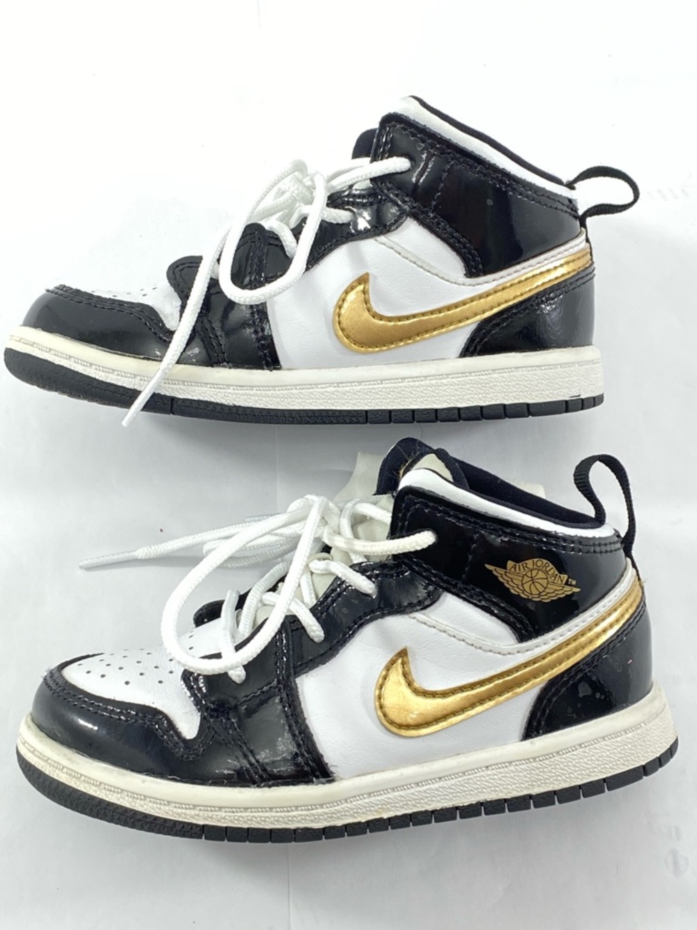 Nike Air Jordan 1 Mid SE Toddler Sneakers BQ6933-007 Black White Gold Size 9C